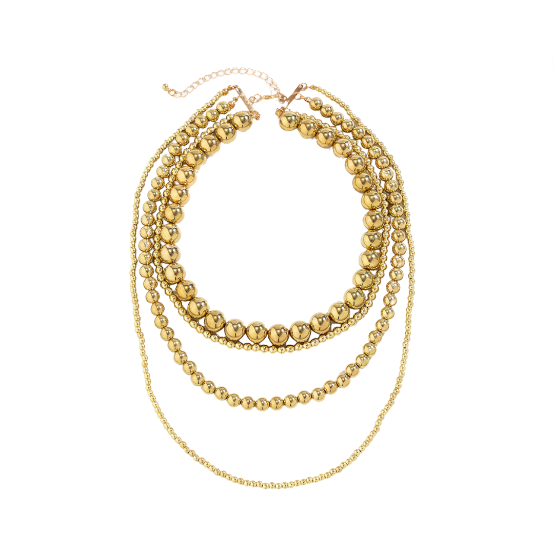 Vintage Multi Layered Round Bead Necklace