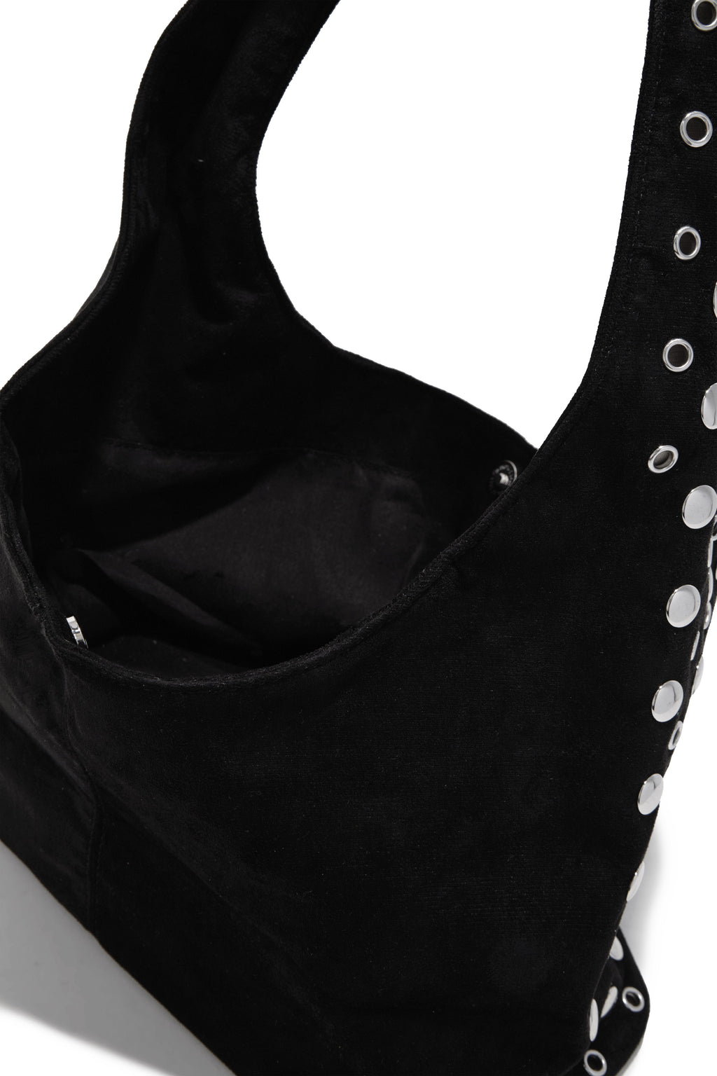 Raya Studded Shoulder Bag - Black